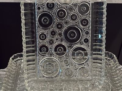 Glass platters with circle designs