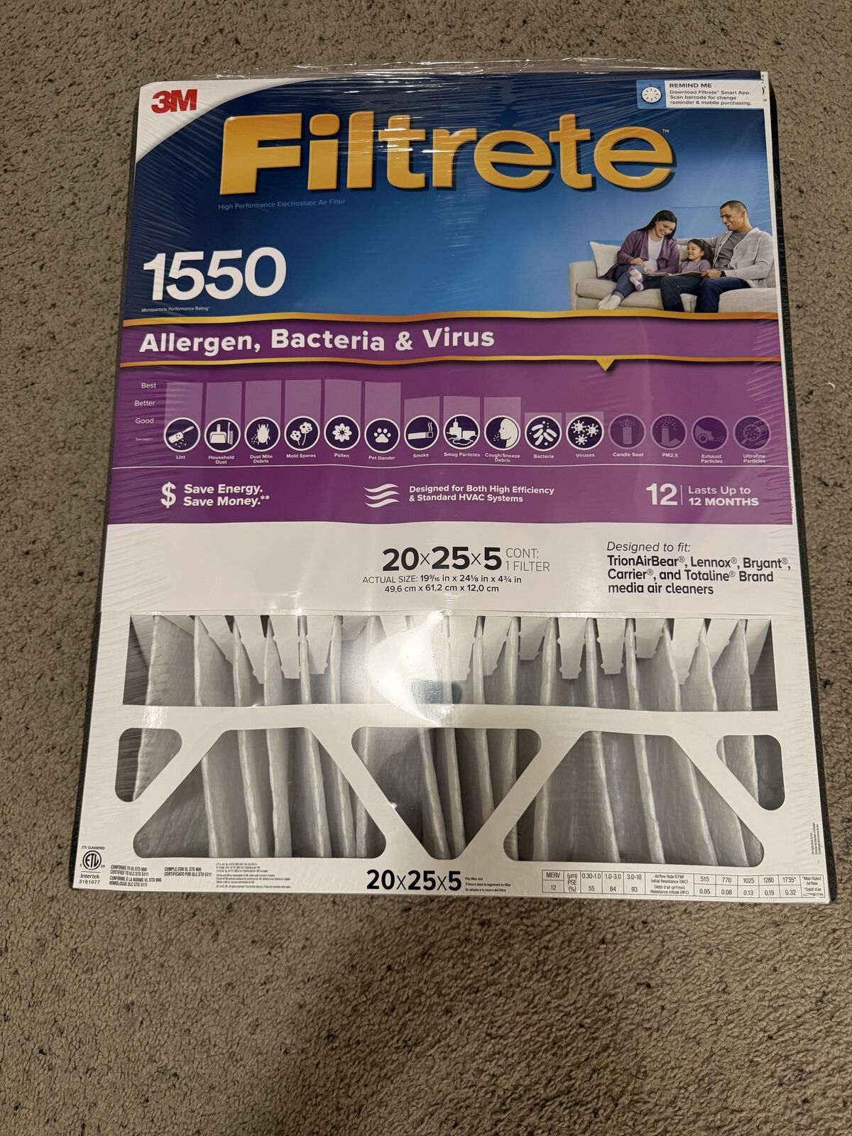 5 Brand New Filtrete Furnace Filters - 20x25x5