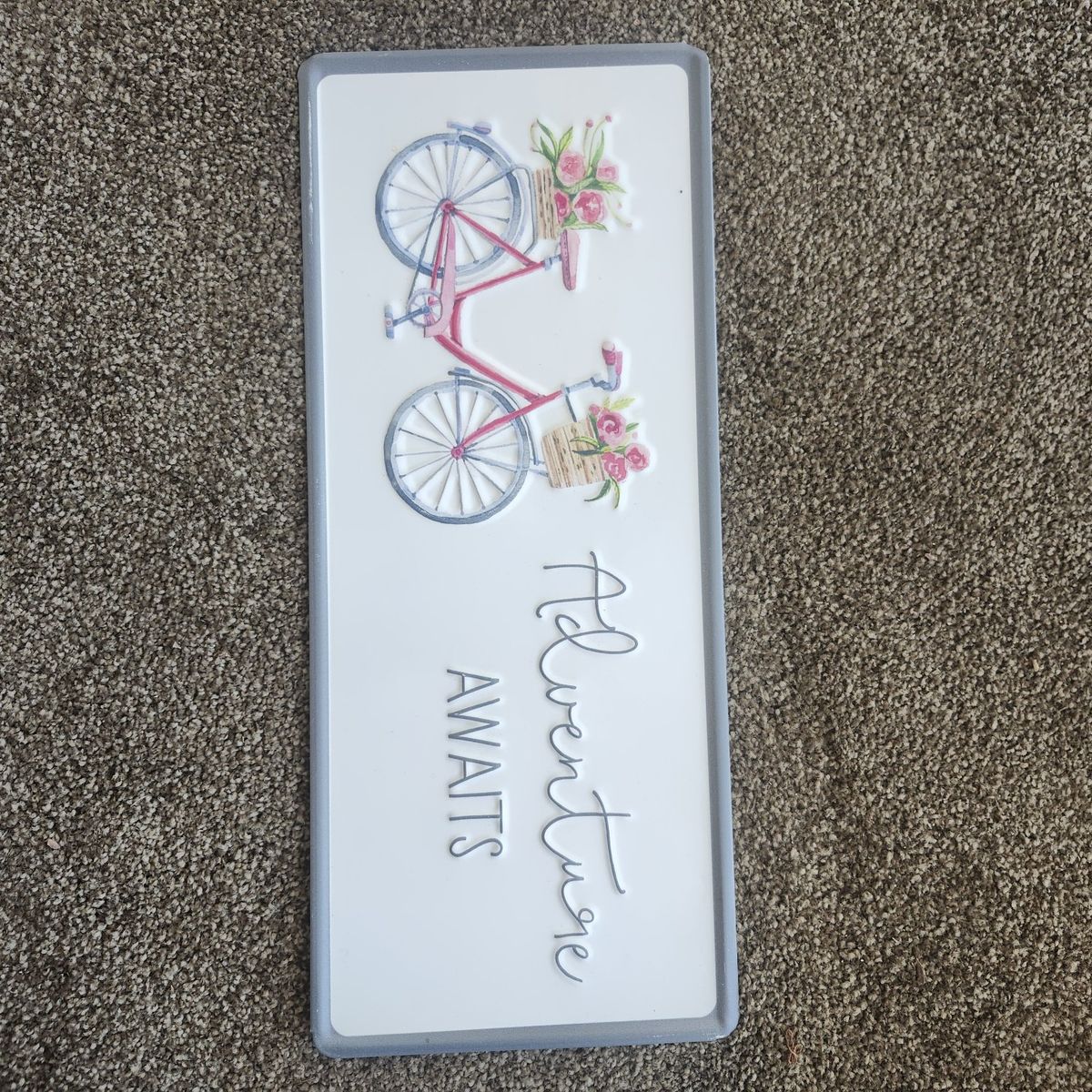 CBK Inspired Home Adventure Awaits Bicycle Metal Wall Sign Decor 16"x6"