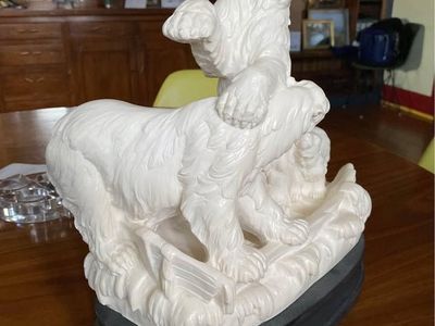 Vintage A Santini Sculpture Alabaster Resin Polar Bear Figurine Beautiful Large
