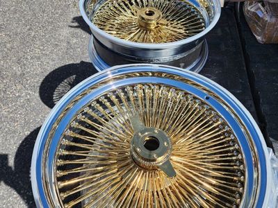 20 inch triple gold staggered wire wheels knockoffs new