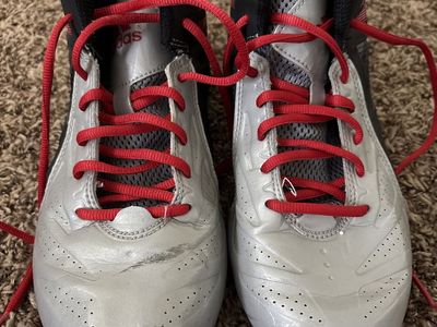 Adidas Silver & Black Athletic Shoes with Red Laces - Used, Size 6