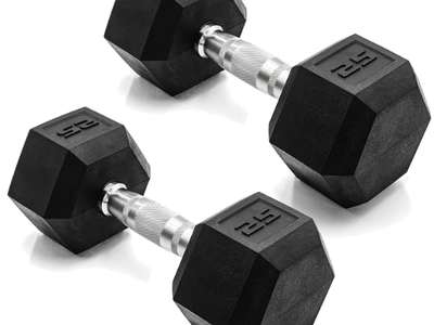 CAP Rubber Coated Dumbbell Weights 50 LB SET 25LB X 2