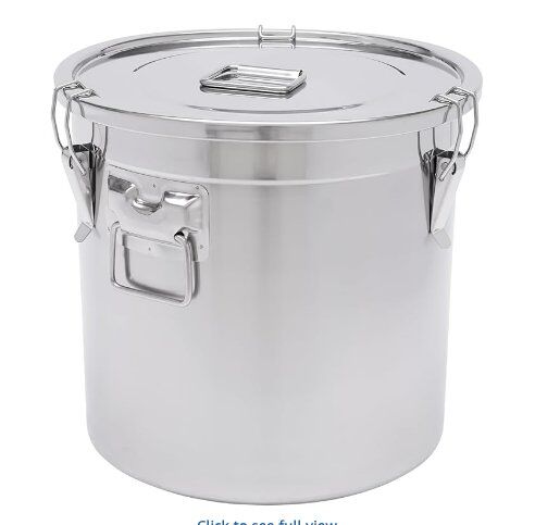 NEW - 8.7Gal 304 Stainless Steel Airtight Container with Lid and Locking Clamp