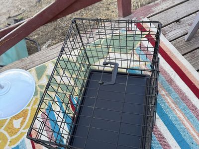 Black Wire Pet Crate with Removable Plastic Tray