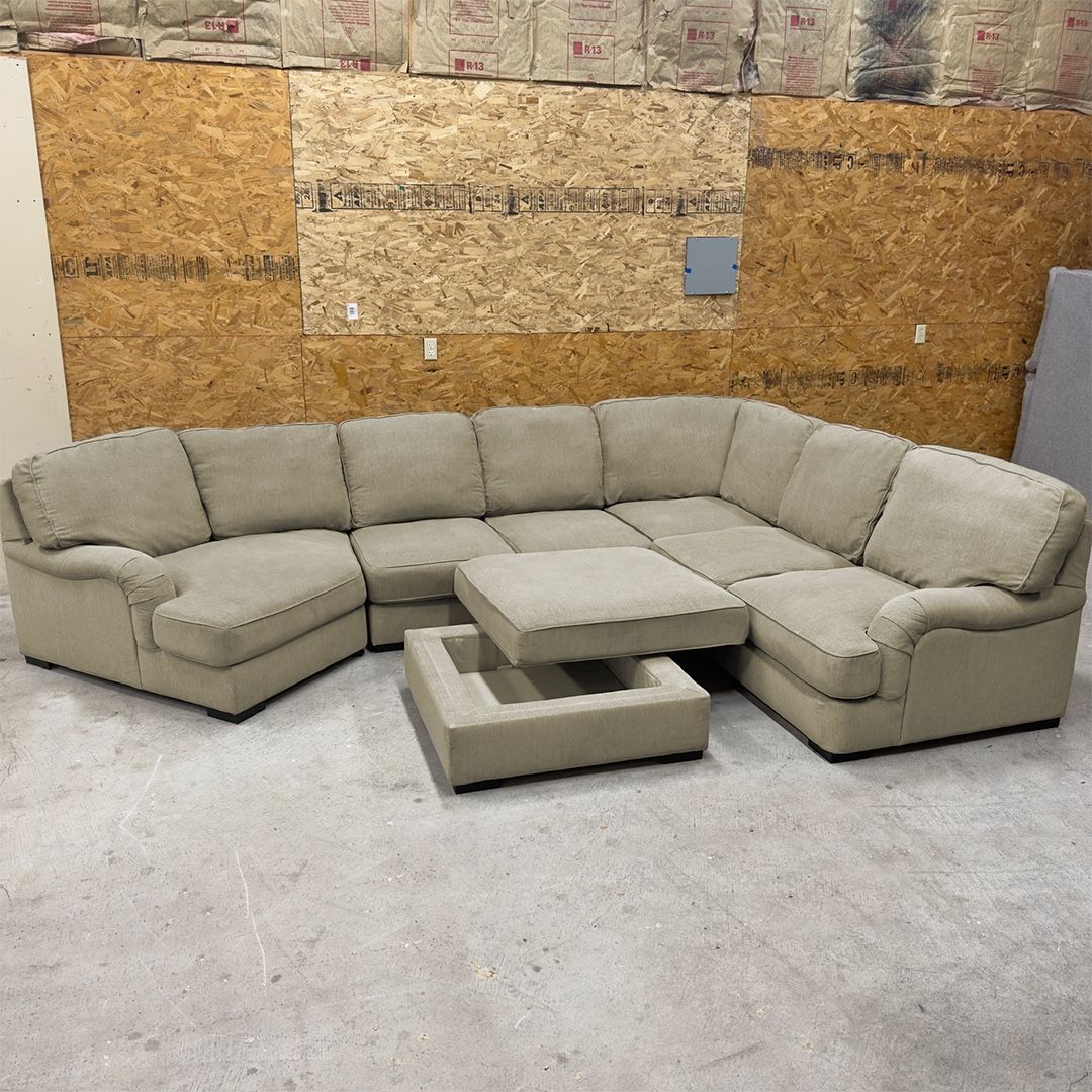 FREE DELIVERY - Beige Sectional Couch & Ottoman