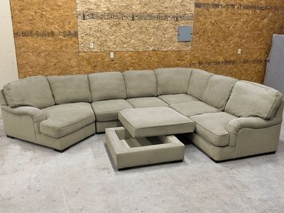 FREE DELIVERY - Beige Sectional Couch & Ottoman