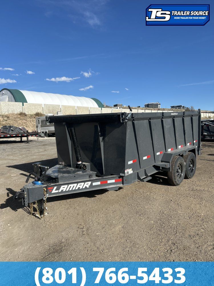 7x14 Lamar DT Dump Trailer - 48" Sides - 14K GVWR - Stabilizer Jacks, Telescopic