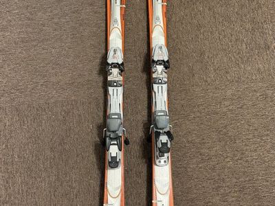 K2 Escape Downhill Skis with Bindings Orange White Black Used