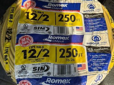 12/2 Romex 250 Foot Roll New