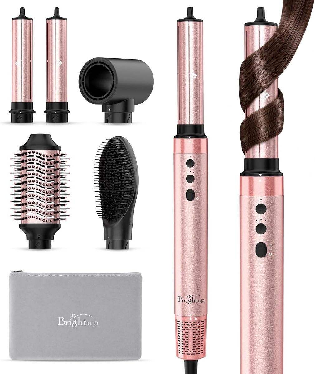 NEW Brightup 5 in 1 Air Styler, 1400W High Speed Hair Dryer Brush, Curler with Cool Shot Button, 800 Million Ionic, etc.