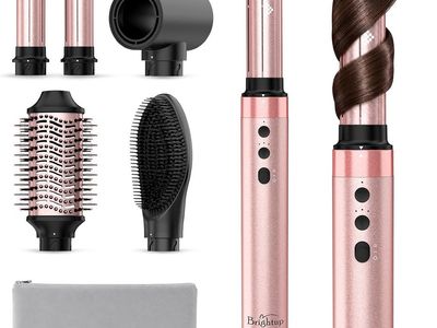 NEW Brightup 5 in 1 Air Styler, 1400W High Speed Hair Dryer Brush, Curler with Cool Shot Button, 800 Million Ionic, etc.
