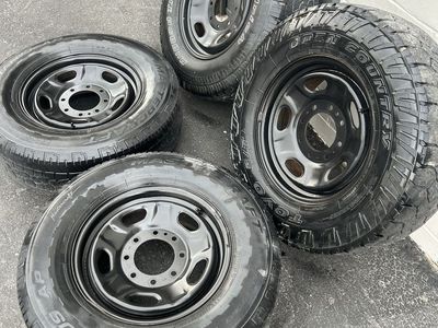 F-350 8x170 Bolt Pattern 17" Black Steel Wheels & 265/70R17 Tires (4-Set)