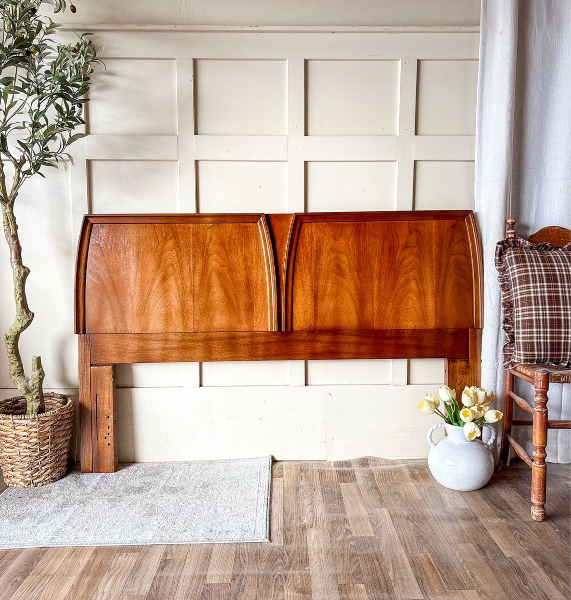 *FREE DELIVERY* Vintage MCM Walnut Headboard