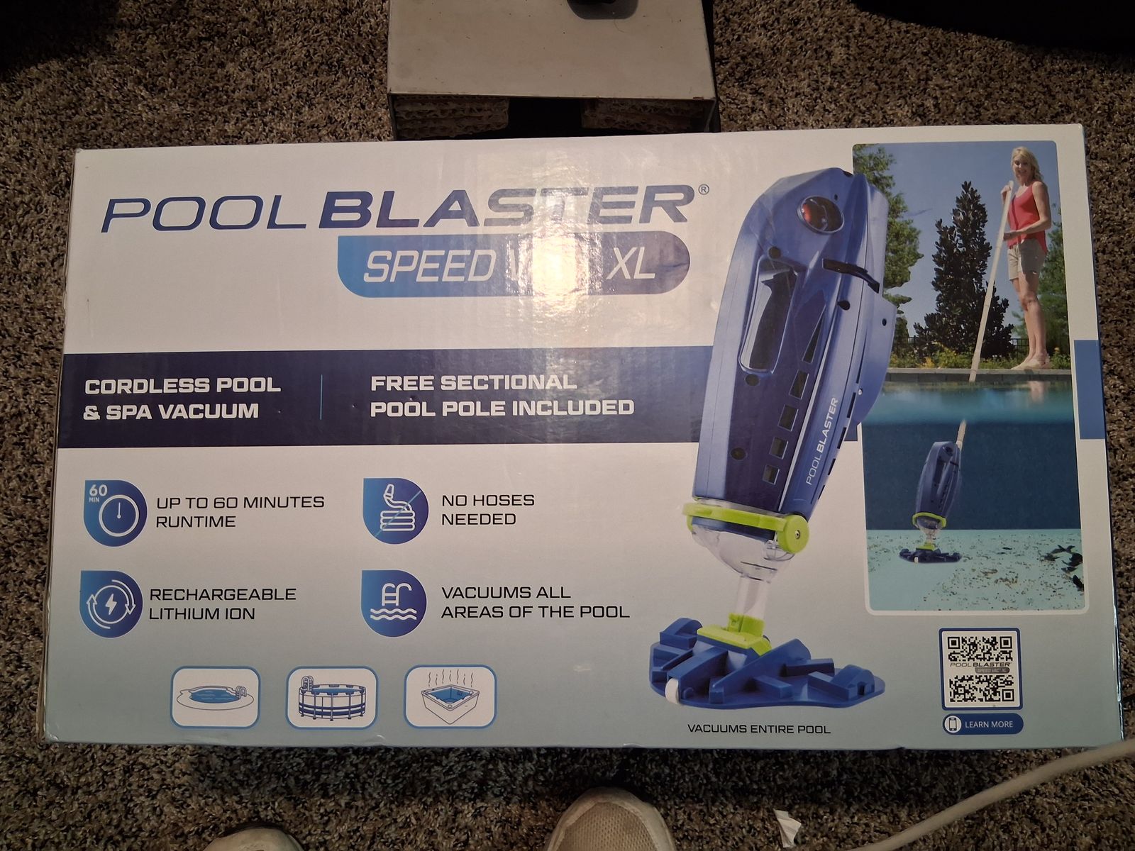 Pool Blaster Speed Vac XL Cordless Pool & Spa Vacuum w/ Pole, Rechargeable, 60 Min Runtime