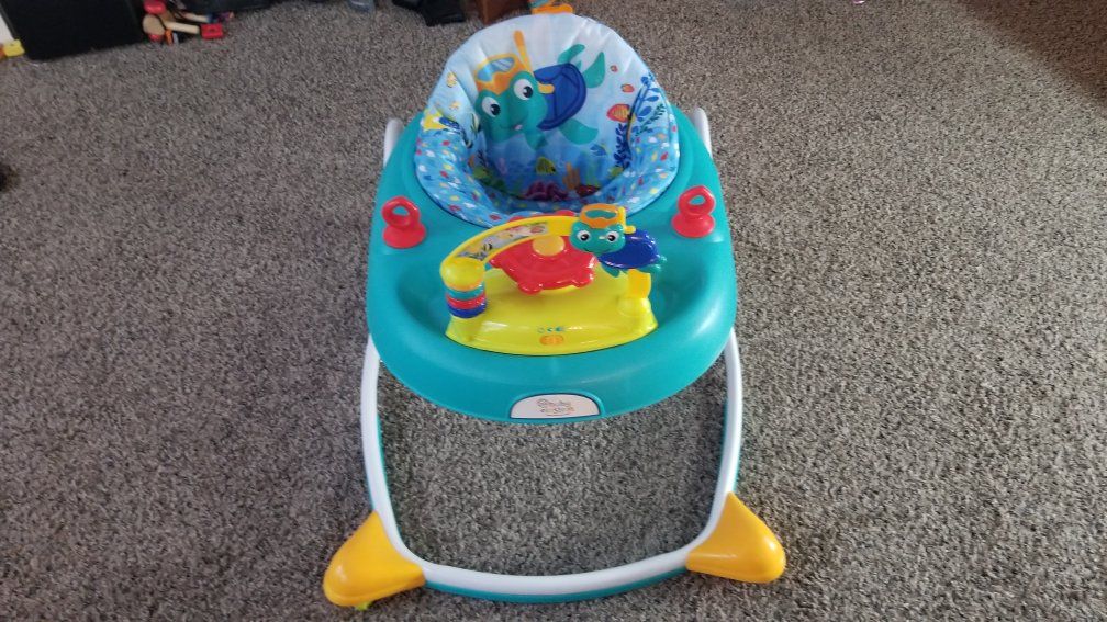 Bright Starts 3 Ways to Play Walker Sea Turtle, Adjustable Height Activity Walker