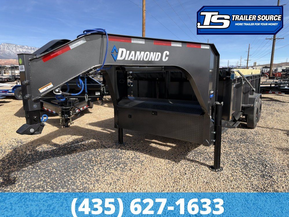 7x16 Diamond C LPT-GN 210 Gooseneck Dump Trailer - 32" Sides - 23K GVWR - Board Brackets, Hydraulic Jack(s)