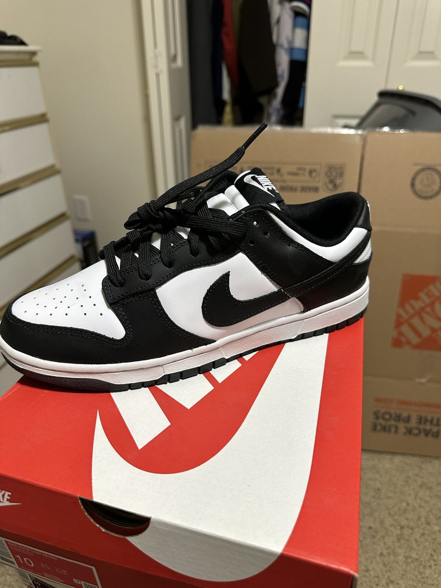 Nike Dunk Low Retro Panda Black White Sneakers - Men's Size 10, New with Box