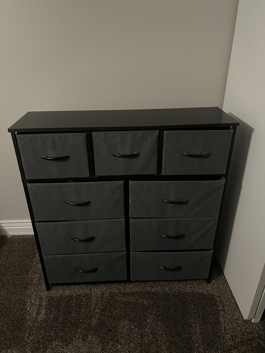 Dark Gray 9-Drawer Fabric Dresser Storage Tower Unit