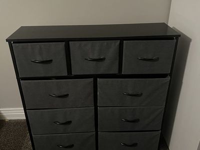 Dark Gray 9-Drawer Fabric Dresser Storage Tower Unit