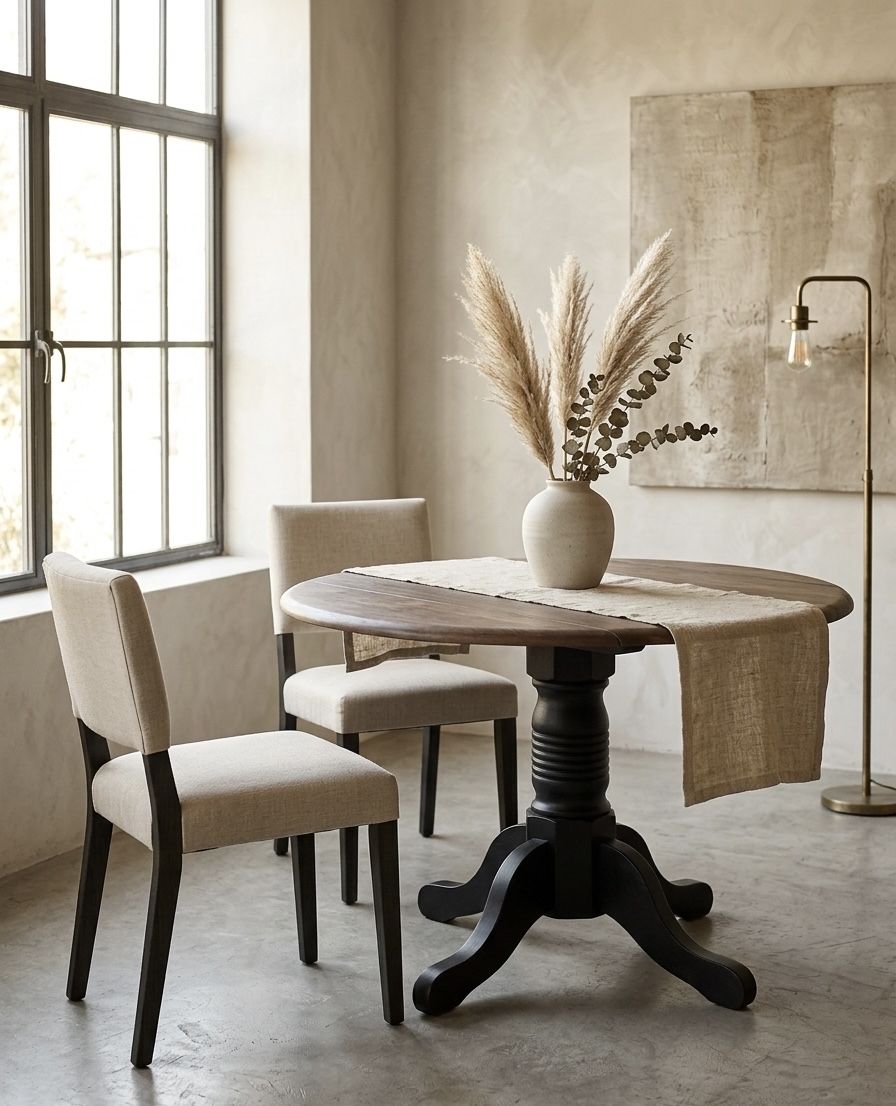 Refinished Solid Wood Pedestal Dining Table