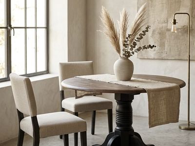 Refinished Solid Wood Pedestal Dining Table