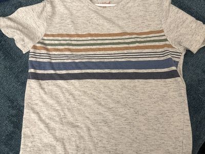 Cat & Jack Boys' Short Sleeve Striped T-Shirt, Gray, Size M (8)