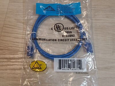 3' blue Cat5e patch cords 25 count bag