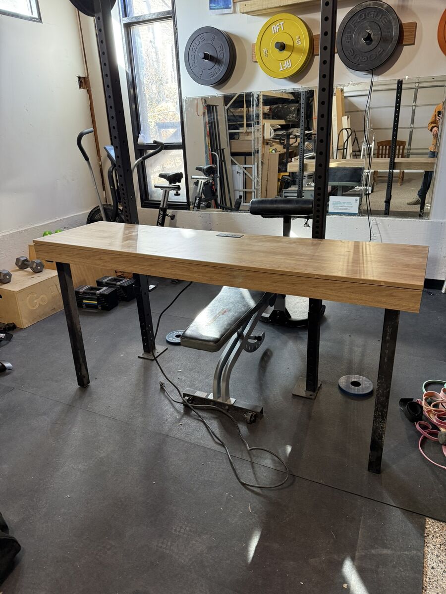 Wall Mount Two Leg Desk W/Integrated Plug