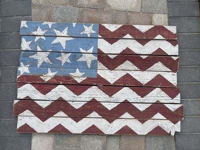 Rustic Hand-Painted Wooden American Flag Wall Art - Patriotic Decor