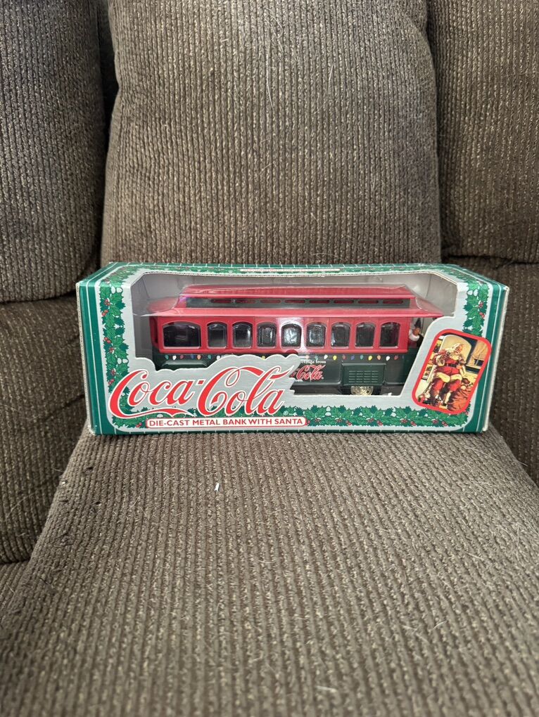 Coca-Cola die-cast metal trolley car coin bank