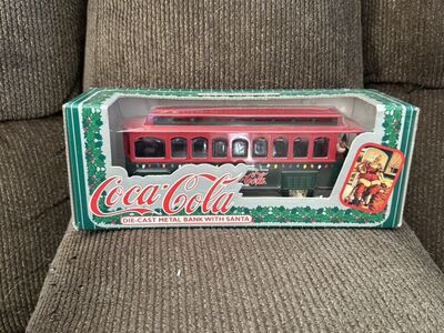 Coca-Cola die-cast metal trolley car coin bank
