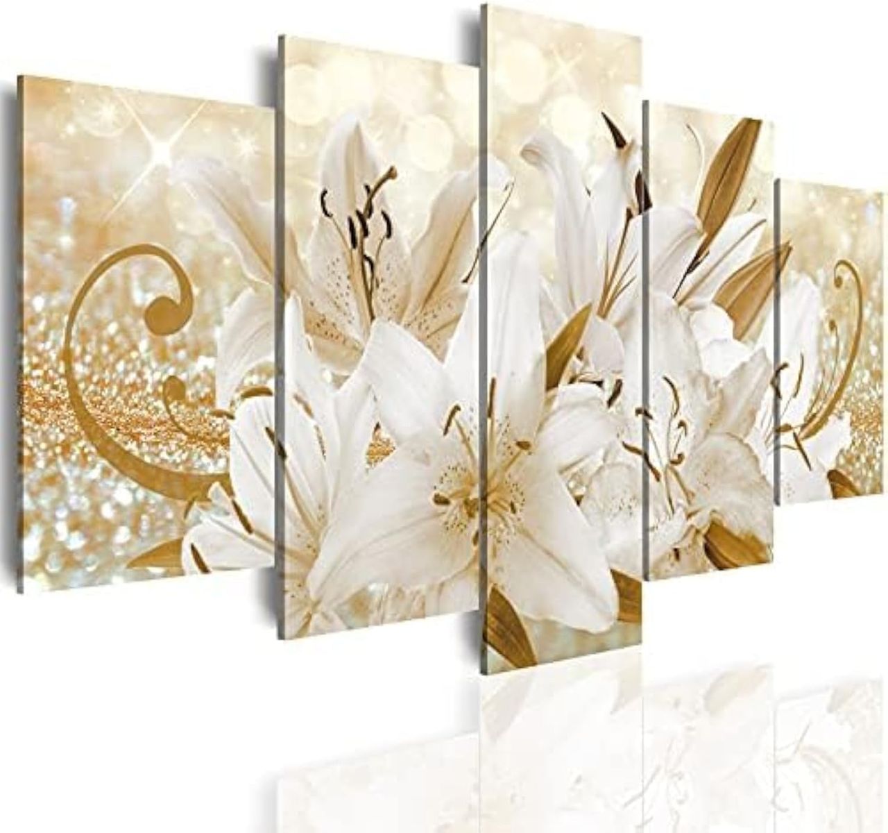 40" x 20" 5 Piece Golden Orchid Canvas Wrapped Artwork