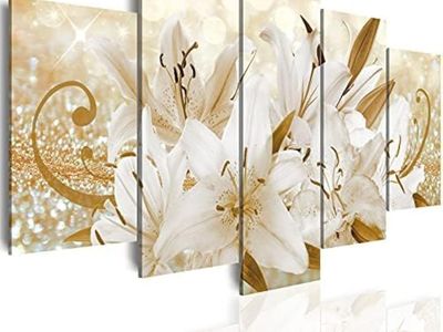 40" x 20" 5 Piece Golden Orchid Canvas Wrapped Artwork