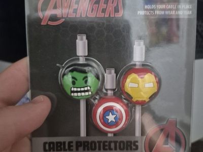 Marvel Avengers Cable Protectors Set 3 Pack Hulk Iron Man Captain America