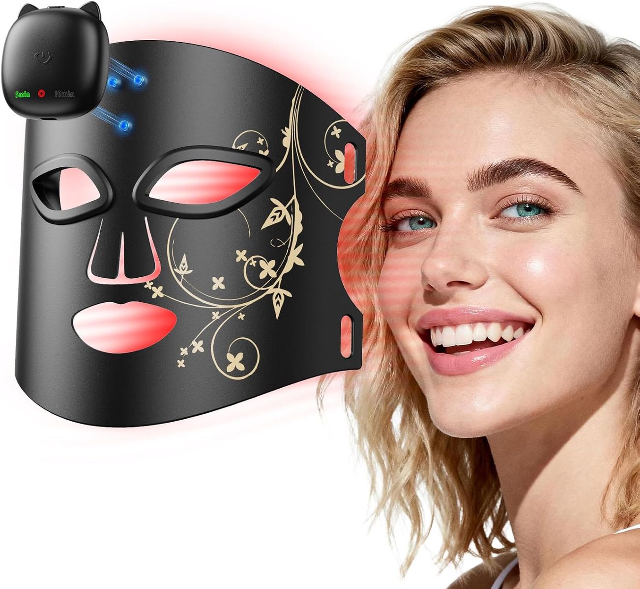 NEW FDA Cleared Red Light Therapy Mask for Face, RB-008J LED Light Therapy Mask with Infrared/Blue/Red+Blue Modes