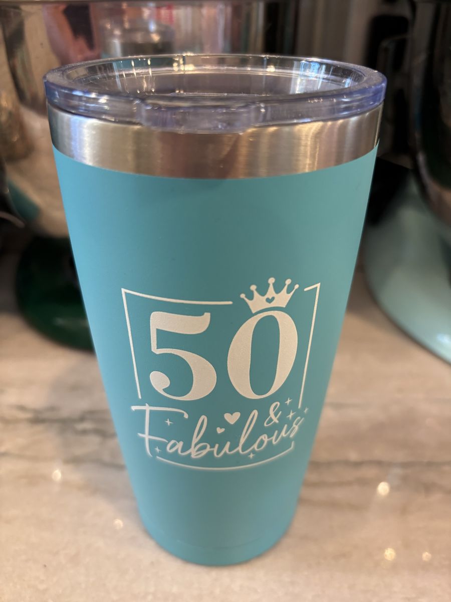 New 50th bday/anniversary tumbler read description