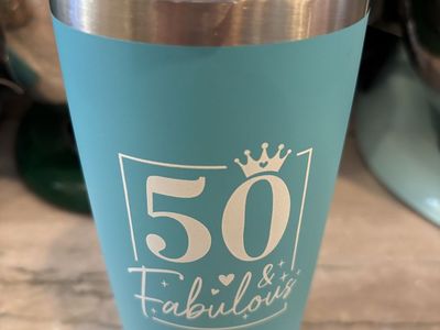 New 50th bday/anniversary tumbler read description
