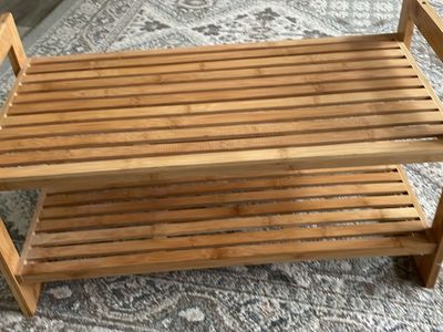 2 tier bamboo shoe rack 27.5x13”
