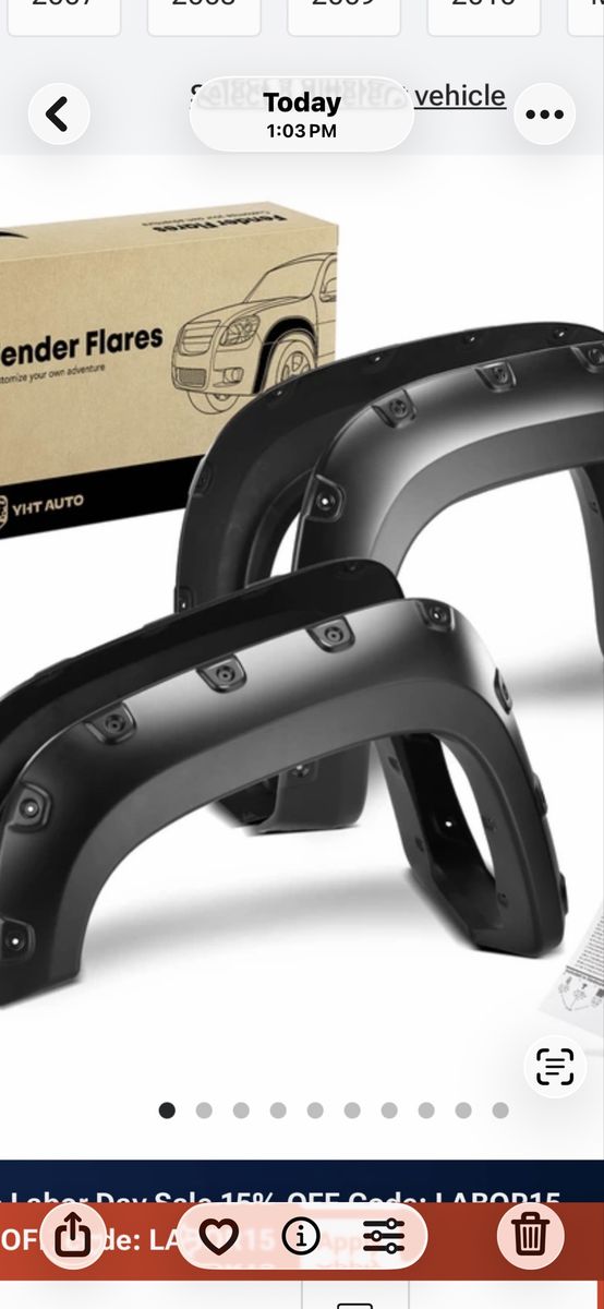 GMC Truck Wheel Fender Flares for Black Pocket Rivet Style Set