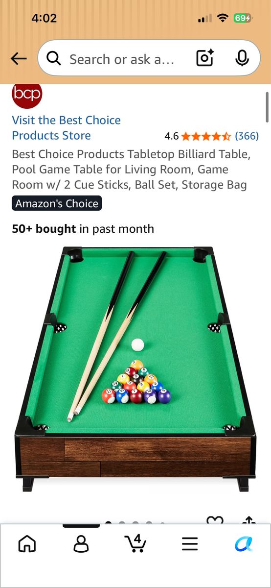 Best Choice Products Tabletop Billiard Pool Game Table w/ Cues, Balls, Storage Bag