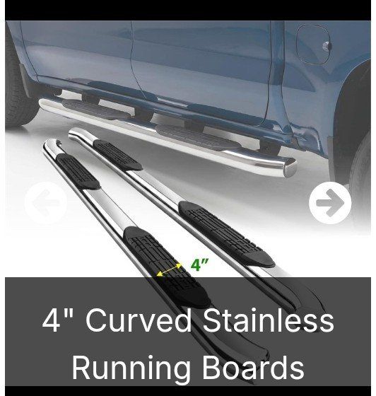 4 Inch Curved Stainless Steel Running Boards Side Steps for Silverado 19-25 (NEW)