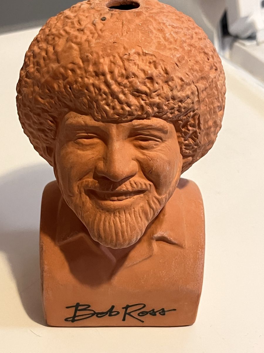 Bob Ross Chia Pet Terracotta Planter Bust - Happy Little Accidents Gardening Fun