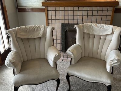 Vintage Queen Anne Wingback Chairs Set Of 2