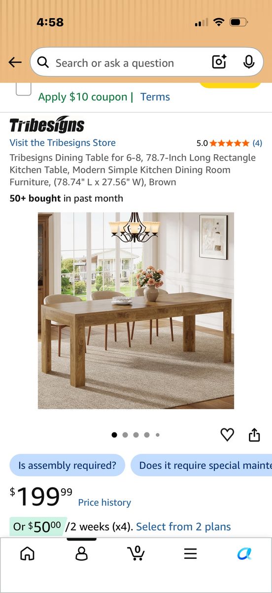 Tribesigns 78.7" L x 27.56" W Rectangle Dining/Kitchen Table, Seats 6-8, Brown Modern Simple