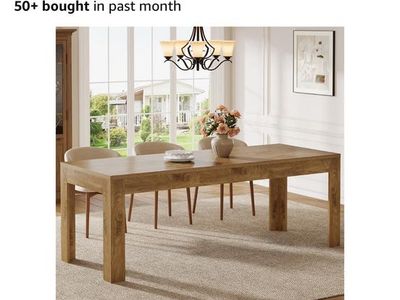 Tribesigns 78.7" L x 27.56" W Rectangle Dining/Kitchen Table, Seats 6-8, Brown Modern Simple