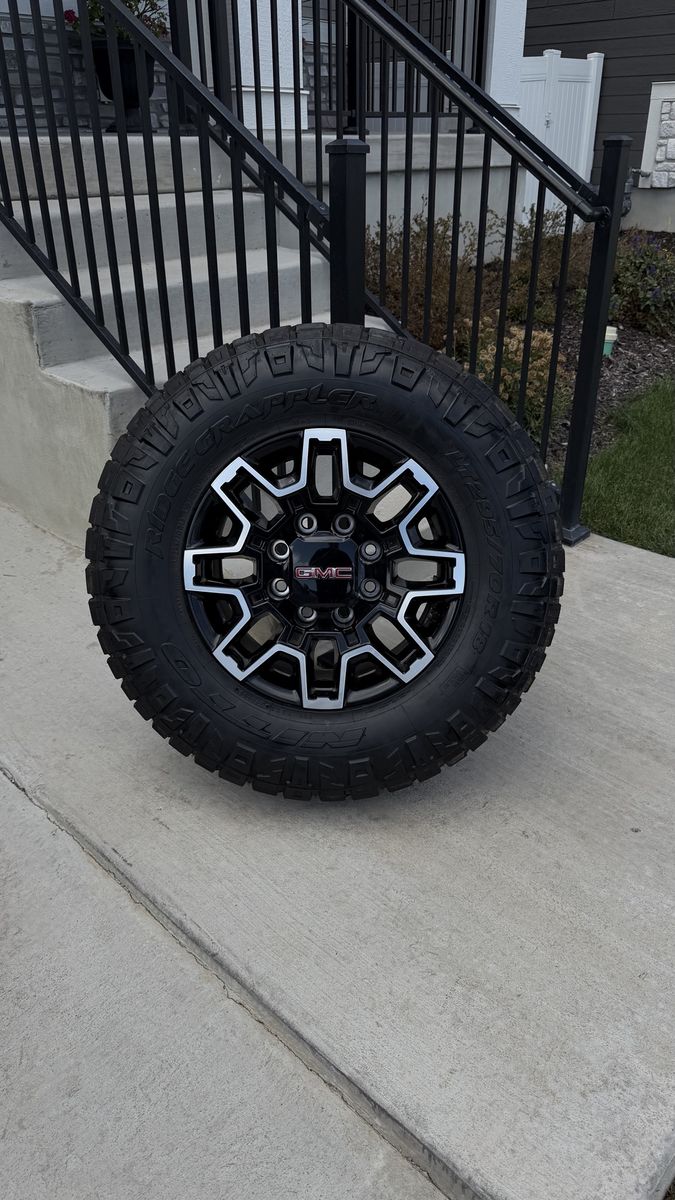 GMC Sierra 3500 AT4x Rims and Tires 295/70R18 Nitto Ridge Grappler