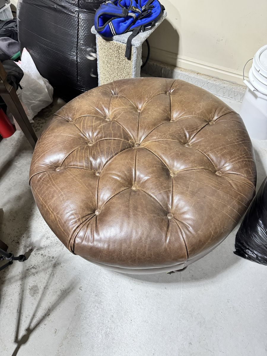 Beautiful custom-made leather ottoman
