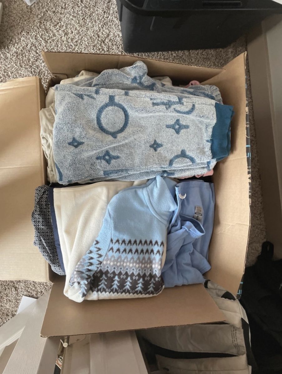 Assorted Clothing Lot - Box of Tops, Pants, and Loungewear for Children