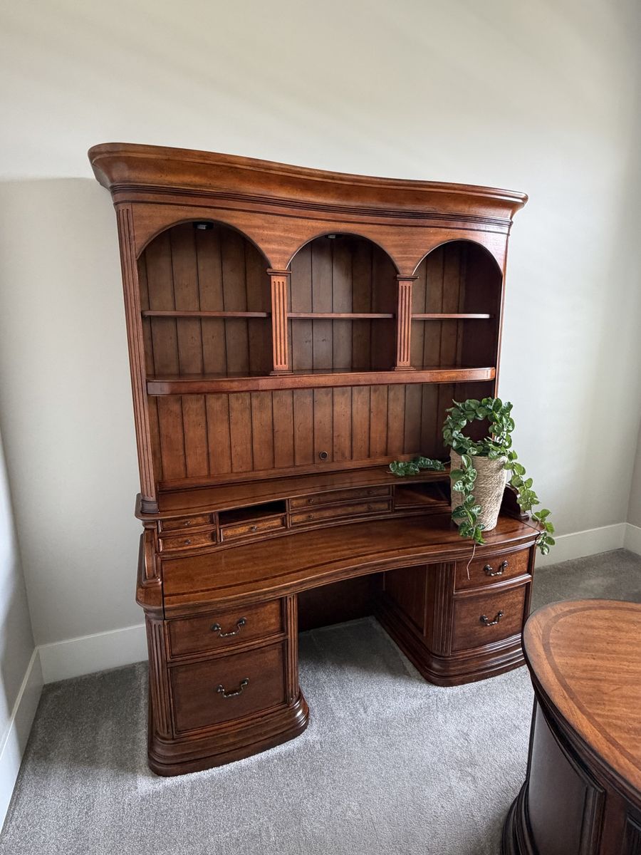 Executive desk and wall desk with hutch